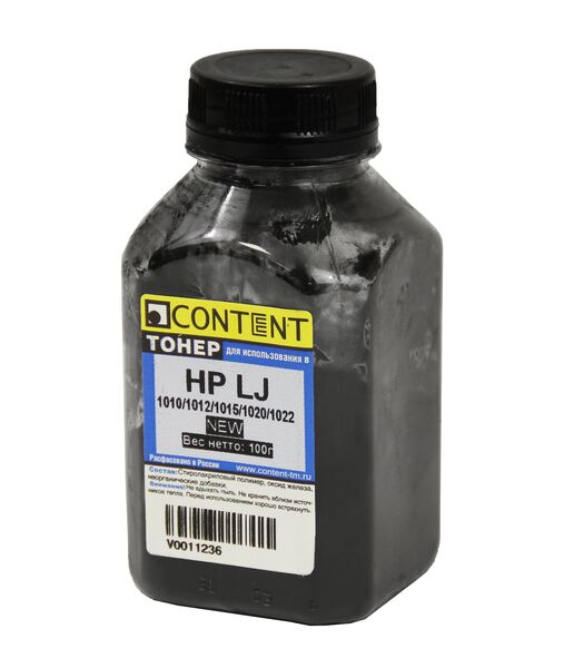 Тонер Content для HP LJ 1010/1012/1015 чёрный 100 г банка