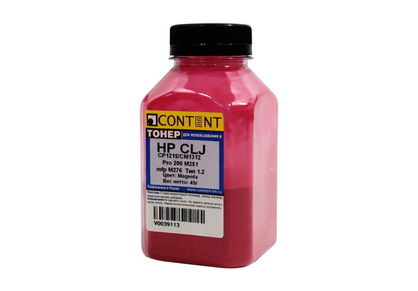 Тонер Content для HP CLJ CP1215/CM1312/Pro 200 M251 пурпурный 45 г банка