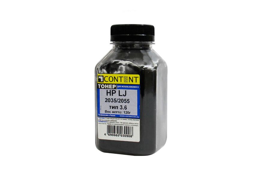 Тонер Content для HP LJ P2035/2055 чёрный 120 г банка